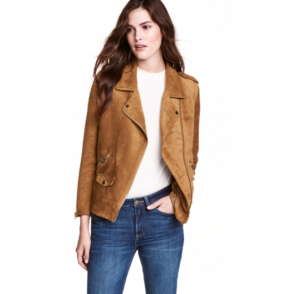 H&M Faux Suede Biker Jacket Women's Size 2